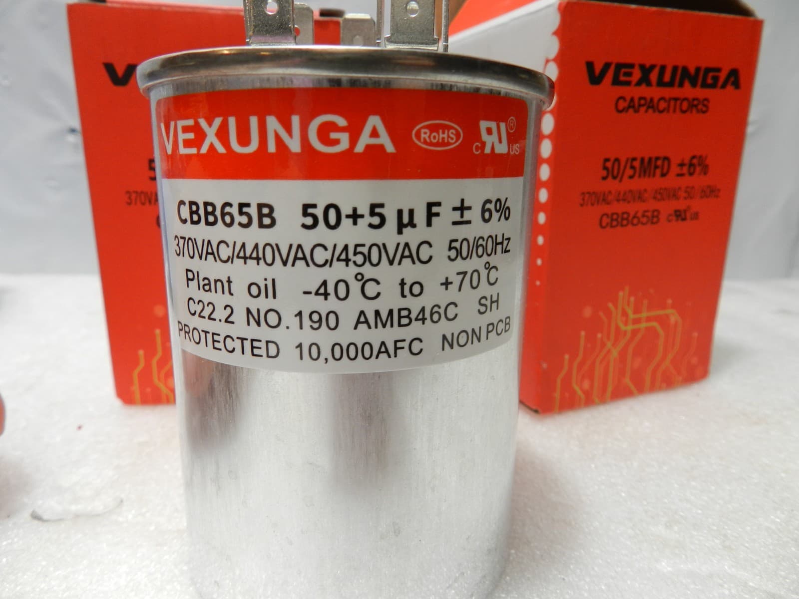 2 VEXUNGA CBB65B Capacitor 70/5MFD ±6% 370VAC/440VAC/450VAC 50/60Hz (H98K) - Thumbnail 5