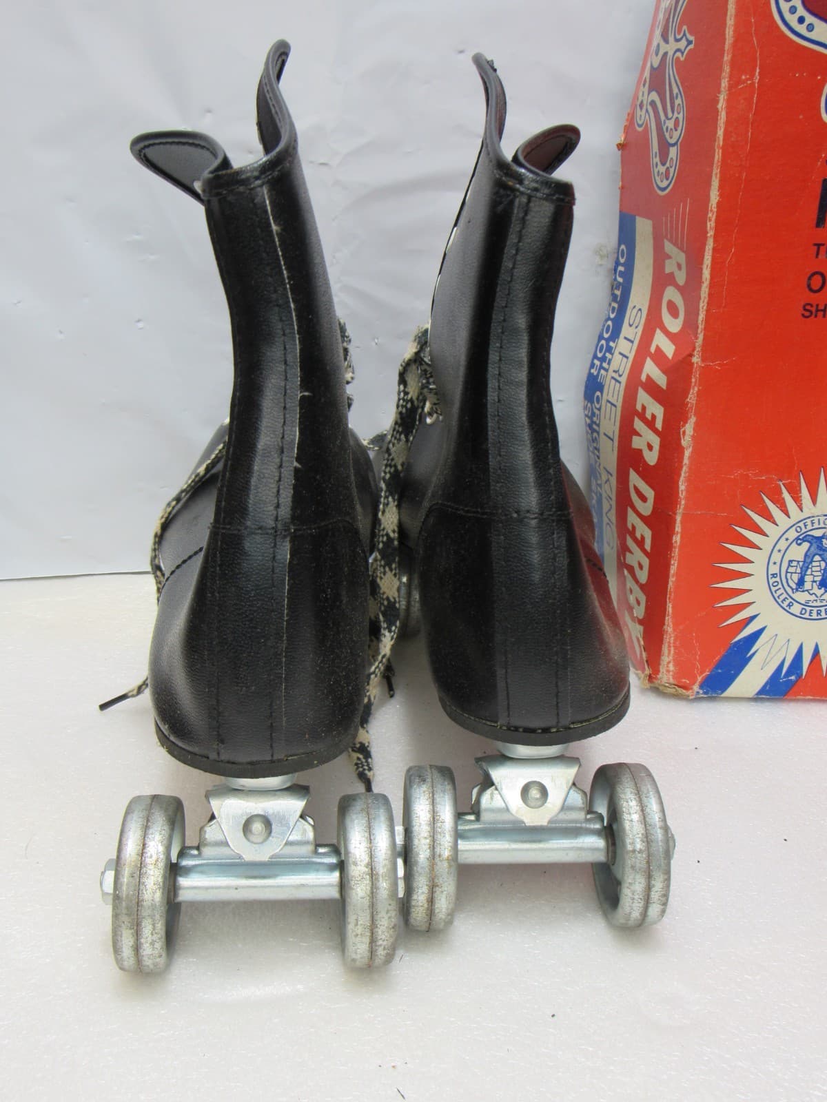 VINTAGE ROLLER DERBY STREET KING OUTDOOR Skates Black SIZE 8 Metal Wheels U45JJ - Thumbnail 7