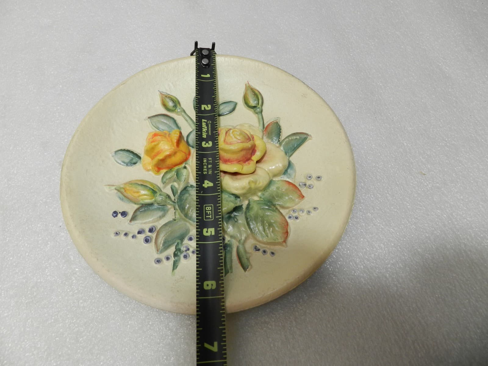Two Vintage 1962 Napco Bossons England Floral 3D 6" Wall Plates- Chalkware Z96J - Thumbnail 8