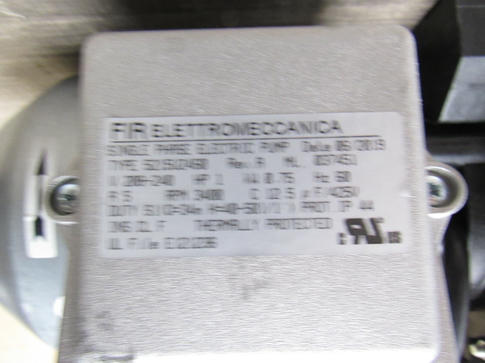 New FIR Elettromeccanica Single Phase Pump 5215U2460 208/240V 1 HP 60Hz - Thumbnail 6
