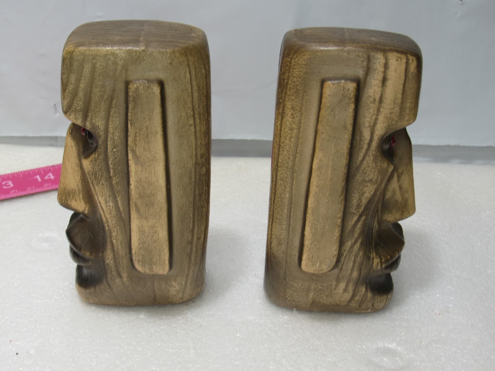 2 Vintage EFCCO Tiki Moai Easter Island Head Ceramic Salt & Pepper Shakers U44JJ - Thumbnail 9