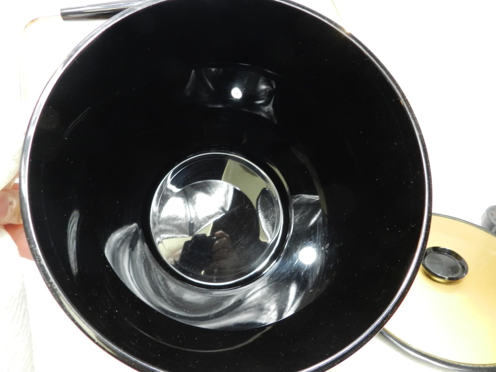 Vintage West Bend Thermo Serv Ice Bucket Gold & Black Insulated Ice Bucket Z94J - Thumbnail 3