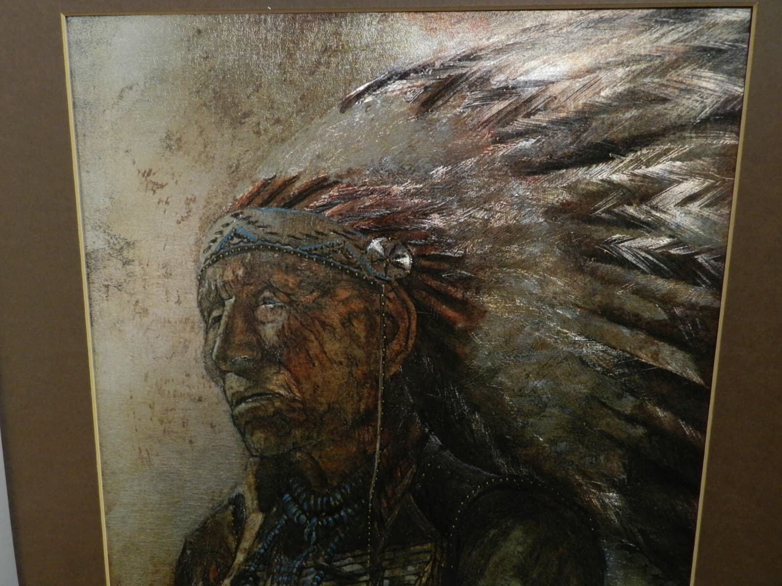 1979 Signed Michael Whipple "The Old Indian" Metal Etching 16" x 12 (K) - Thumbnail 4