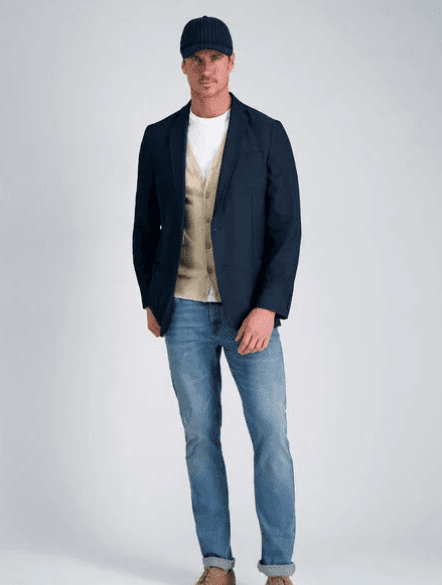 Haggar Mens Smart Wash Birdseye Sport Coat Jacket Blazer Dark Navy (Q92K) - Thumbnail 3