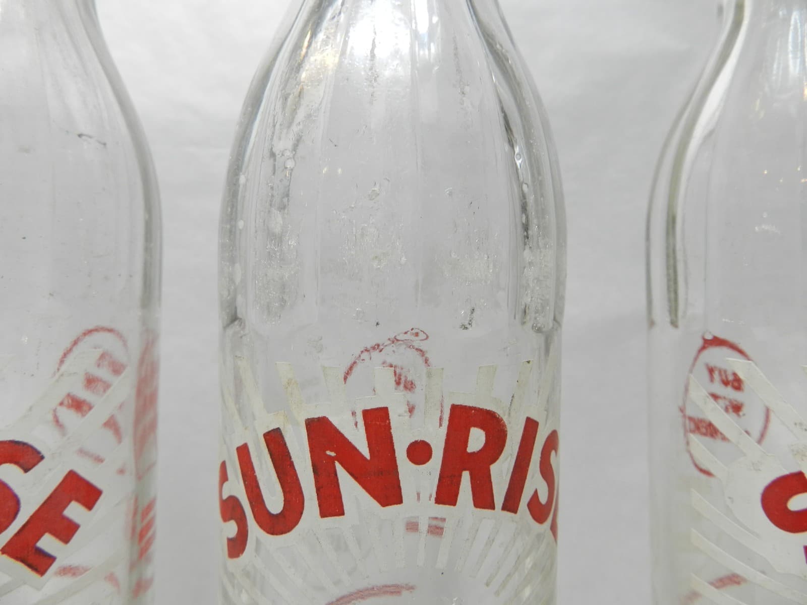 3Vintage Sunrise Sparkling Beverages Soda Pop Bottle Clear Glass 10 oz (D97S) - Thumbnail 4
