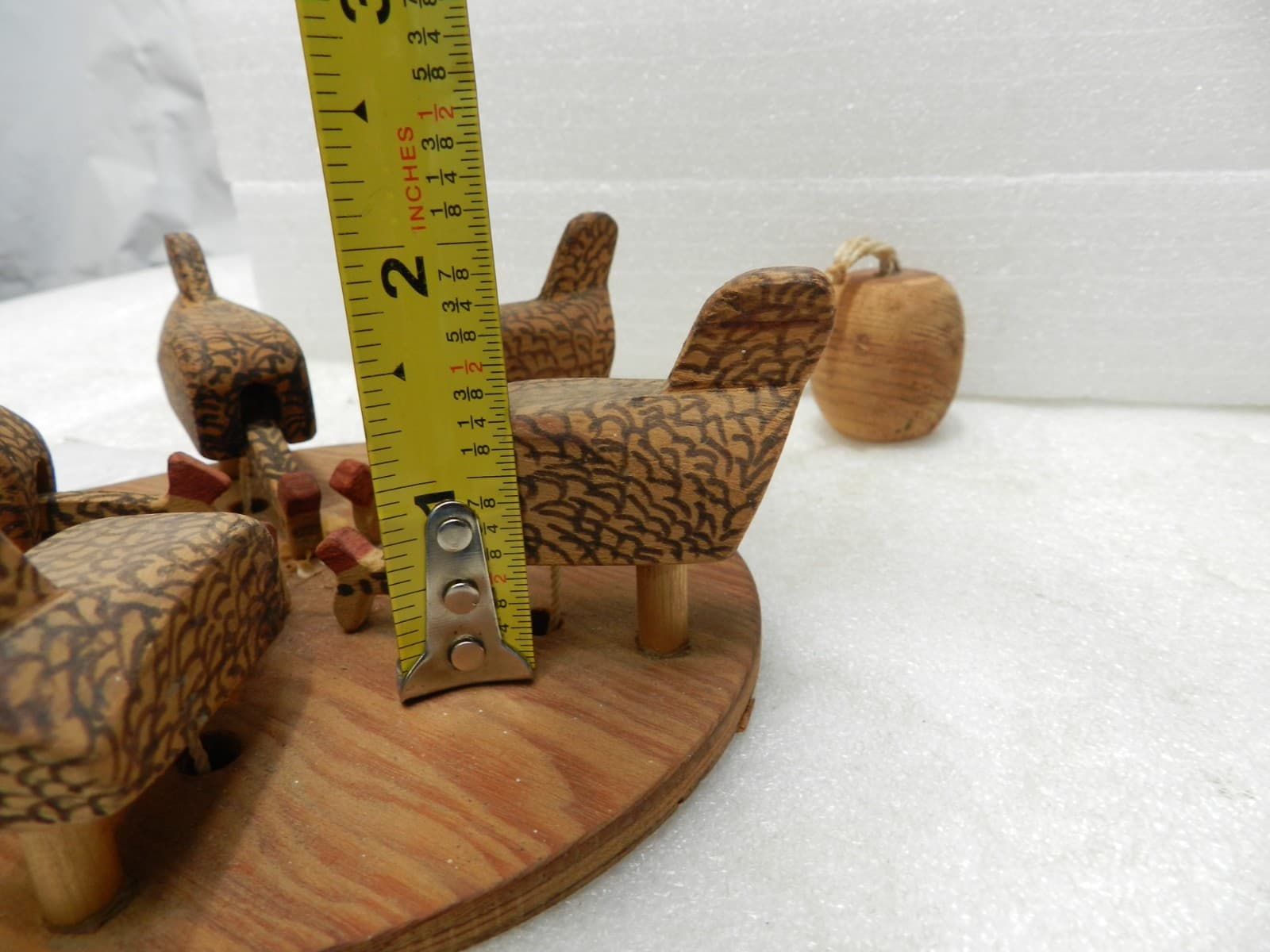 Vtg Folk Art Wooden Pecking Chickens Primitive Paddle String Toy (L83S) - Thumbnail 12