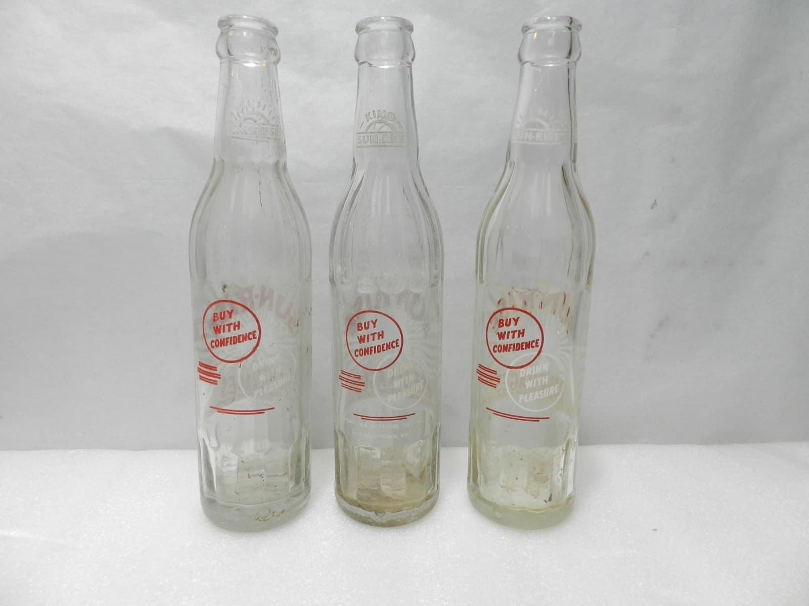 3Vintage Sunrise Sparkling Beverages Soda Pop Bottle Clear Glass 10 oz (D97S) - Thumbnail 6