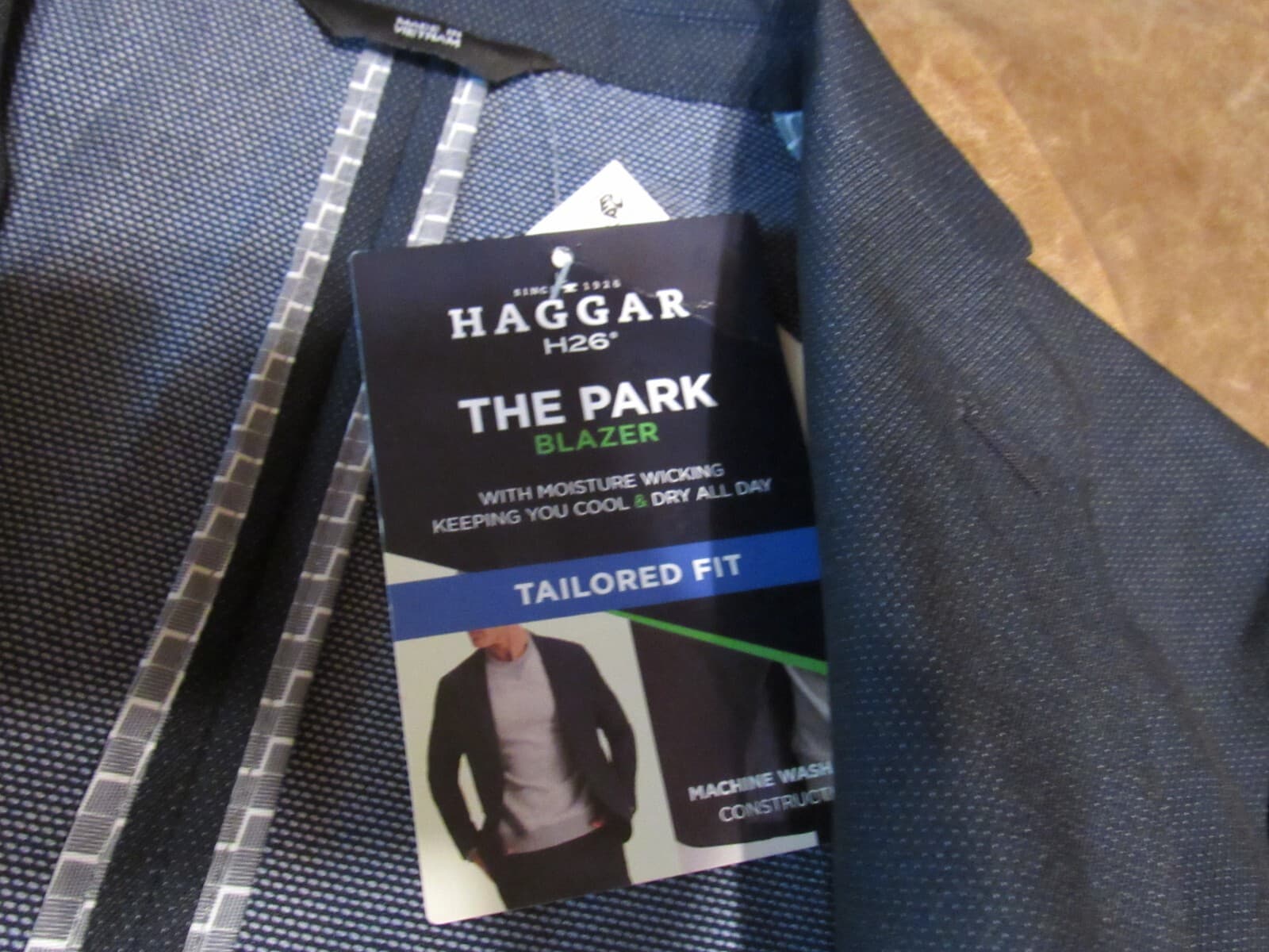 Haggar Mens Smart Wash Birdseye Sport Coat Jacket Blazer Dark Navy (Q92K) - Thumbnail 5