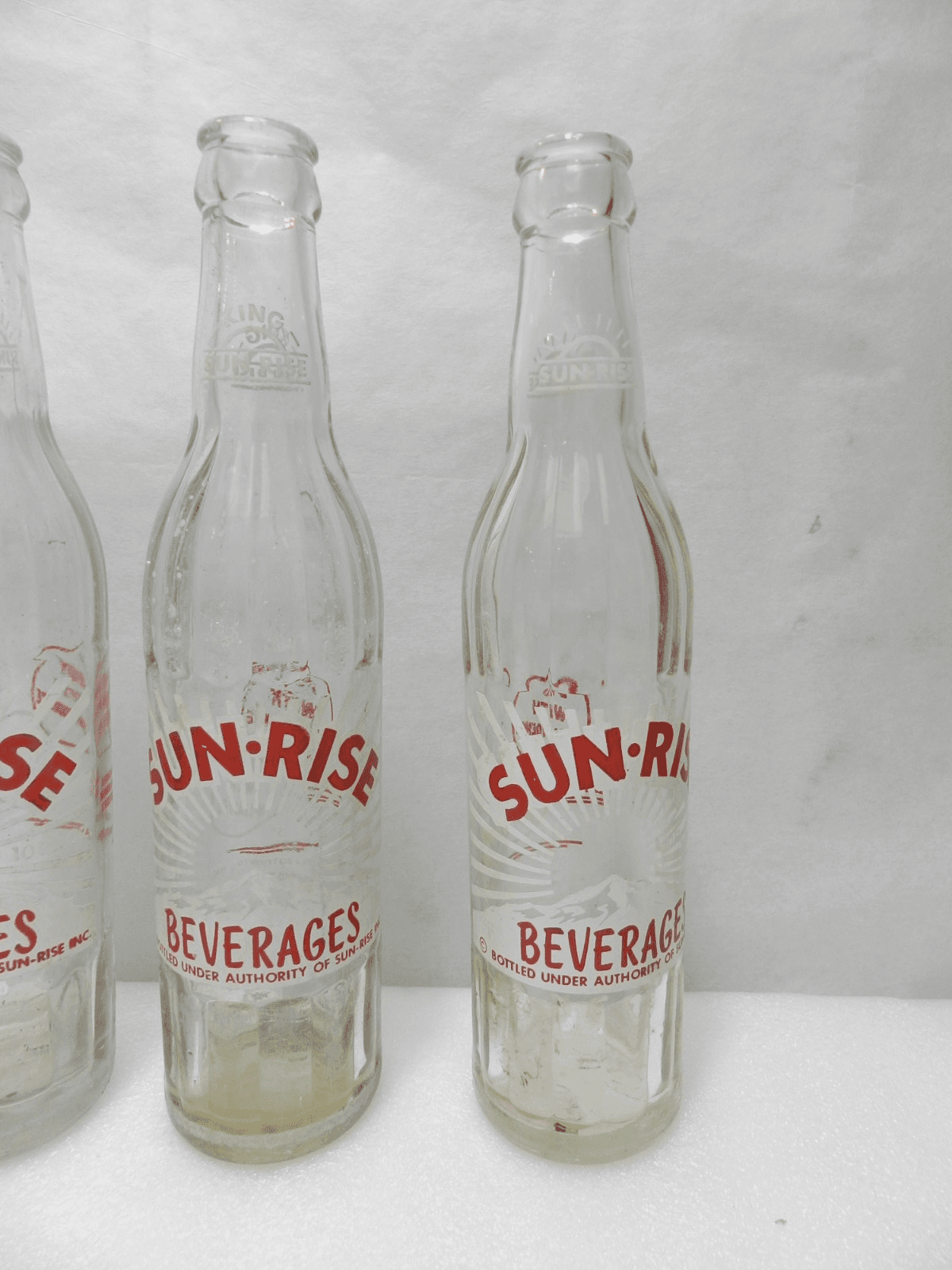 3Vintage Sunrise Sparkling Beverages Soda Pop Bottle Clear Glass 10 oz (D97S) - Thumbnail 3