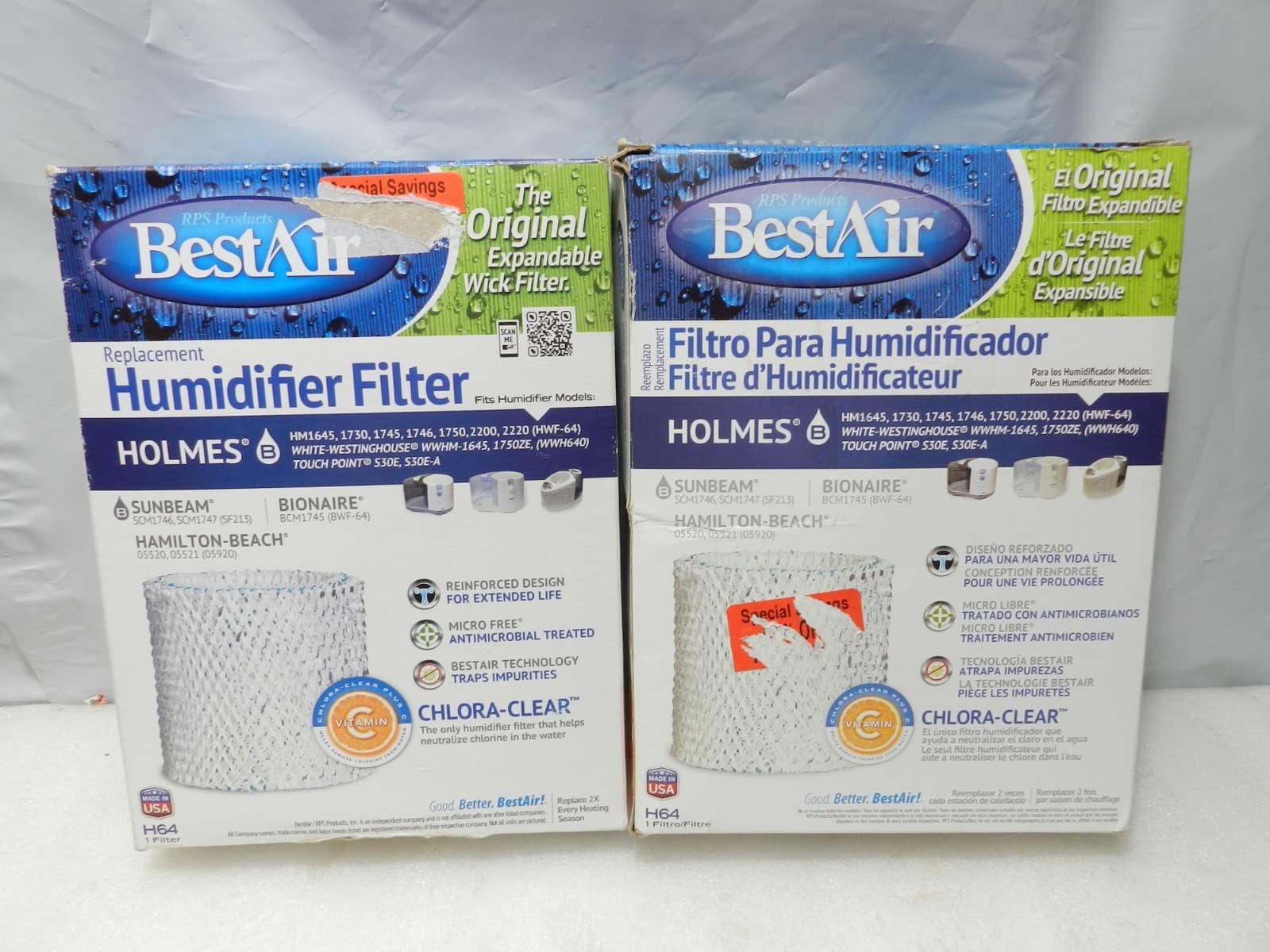 2 Pack New BestAir Replacement Expandable Wick Humidifier Filter H64 (I11K) - Thumbnail 4