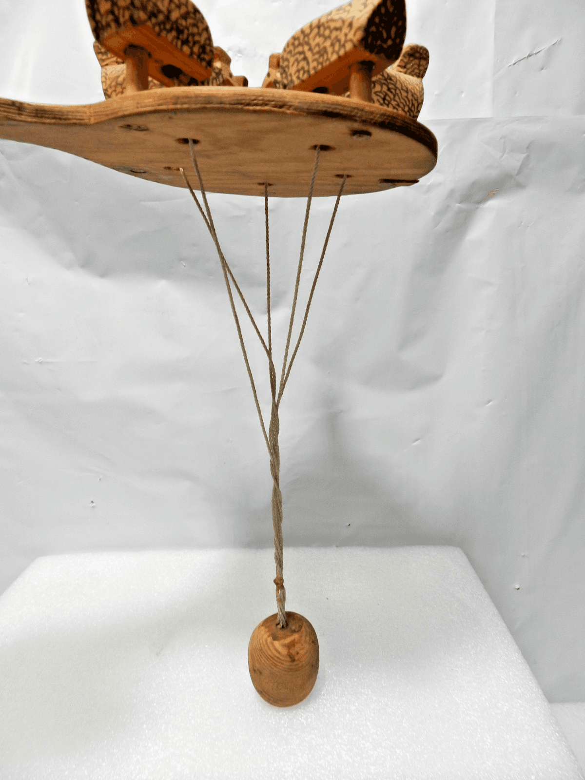 Vtg Folk Art Wooden Pecking Chickens Primitive Paddle String Toy (L83S) - Thumbnail 7