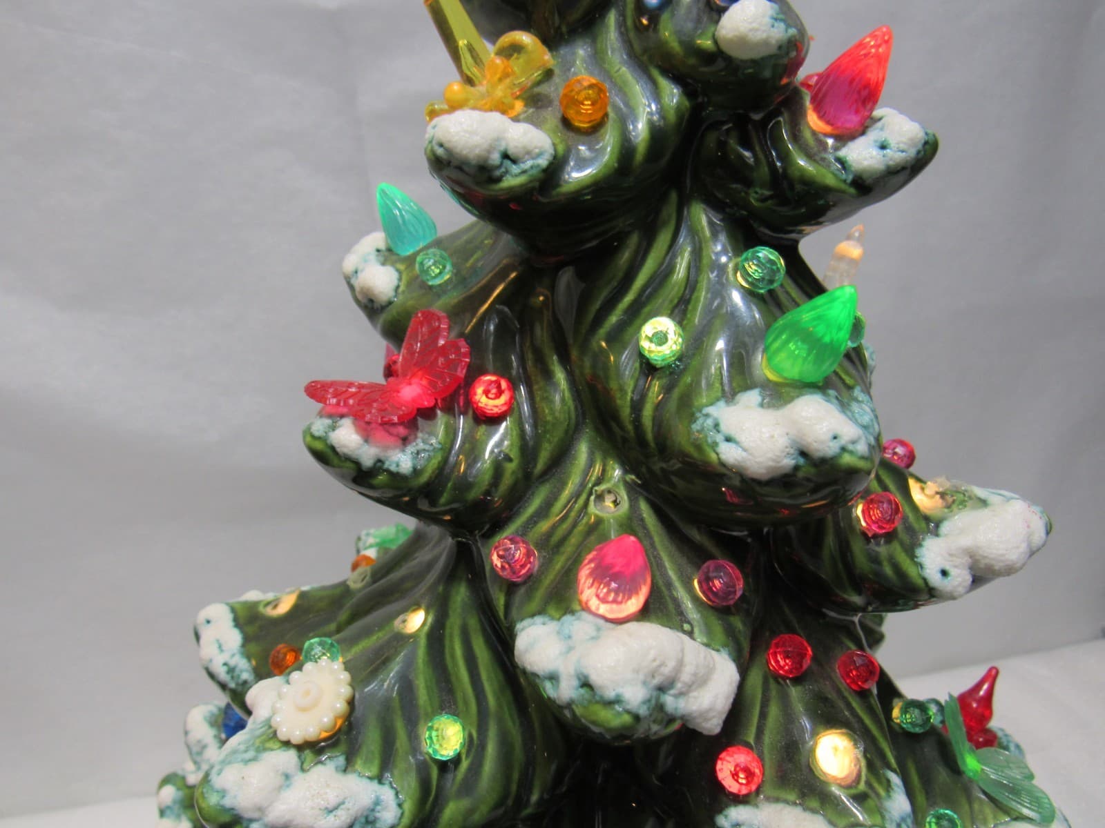 Vintage Atlantic Mold Ceramic Christmas Tree 16 Inch Snow Tipped Branches (D99K) - Thumbnail 5