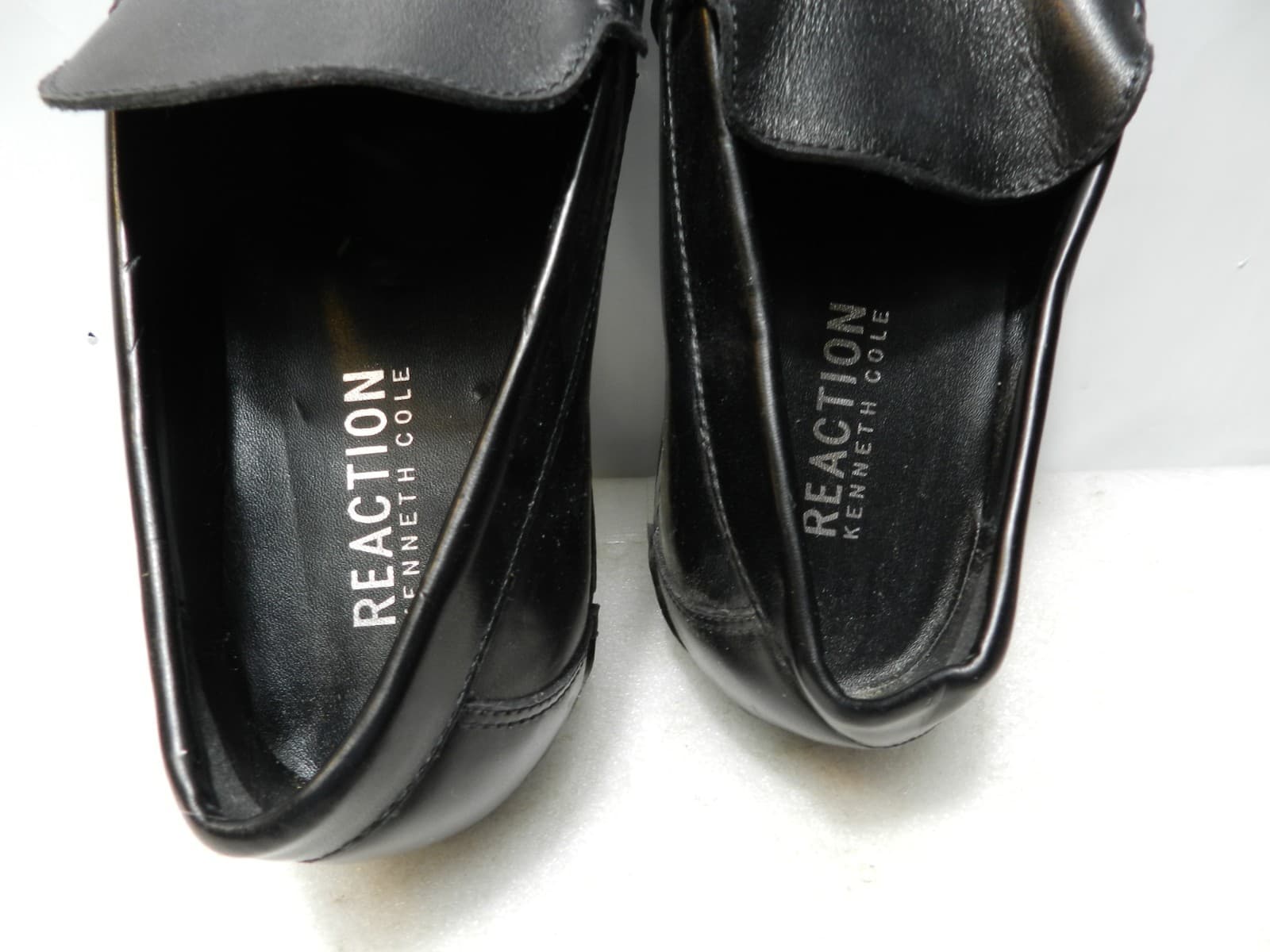 Kenneth Cole Reaction De-Tour Black Leather Slip On Loafers Mens 10 M (L81K) - Thumbnail 7