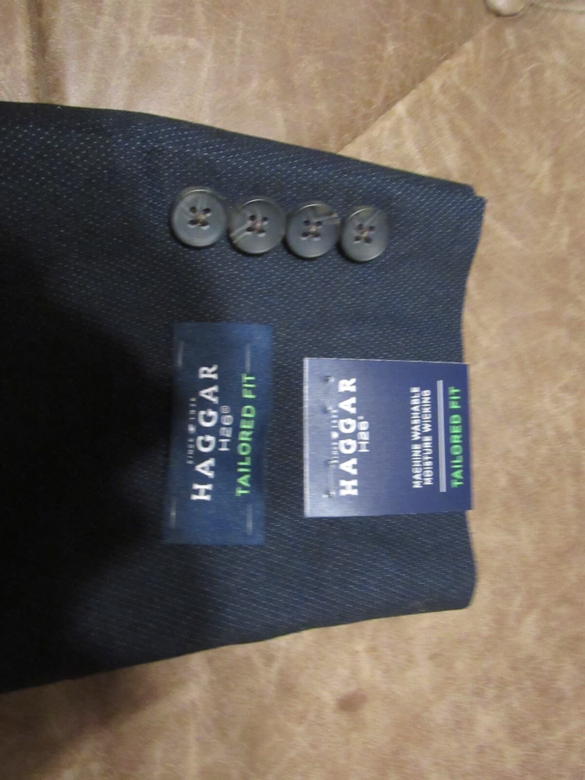 Haggar Mens Smart Wash Birdseye Sport Coat Jacket Blazer Dark Navy (Q92K) - Thumbnail 7
