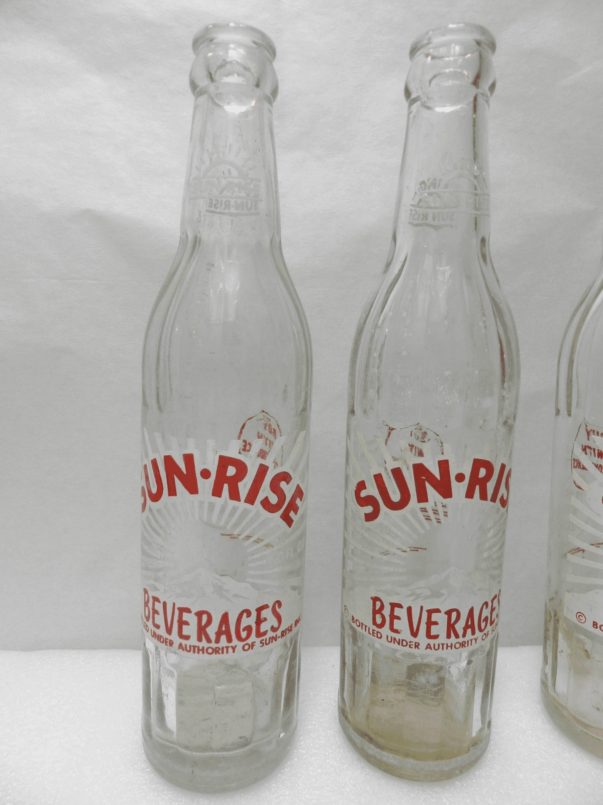 3Vintage Sunrise Sparkling Beverages Soda Pop Bottle Clear Glass 10 oz (D97S) - Thumbnail 2