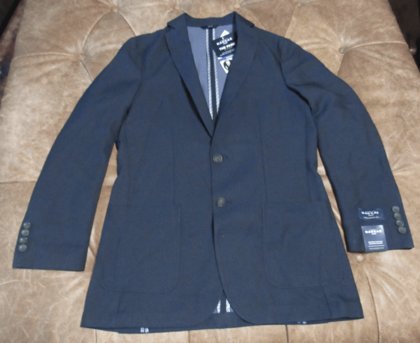 Haggar Mens Smart Wash Birdseye Sport Coat Jacket Blazer Dark Navy (Q92K) - Thumbnail 4