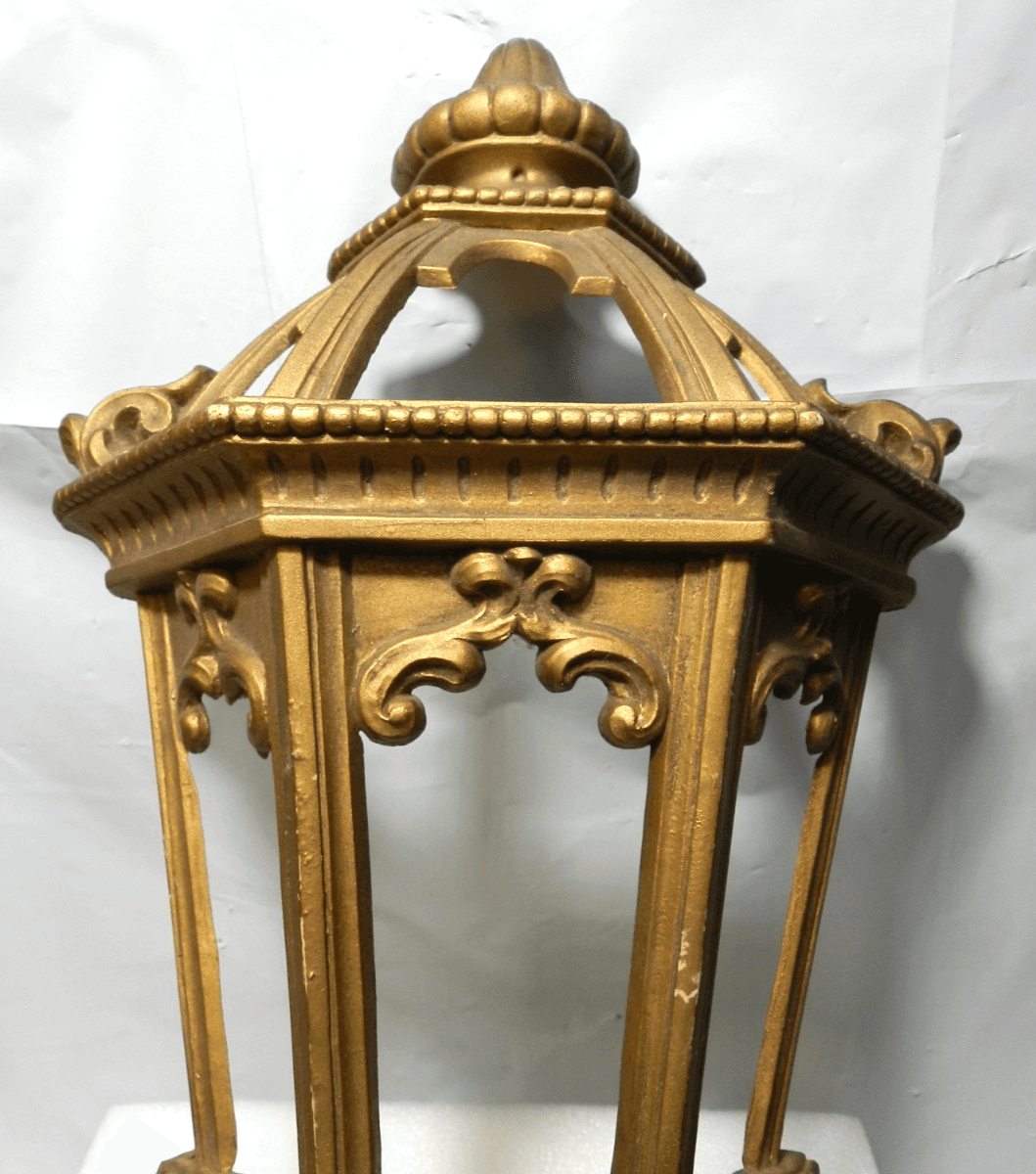 Vintage Homco Gold Tone Lantern Grapevine Scrolls Wall Hanging 25" L84J - Thumbnail 2