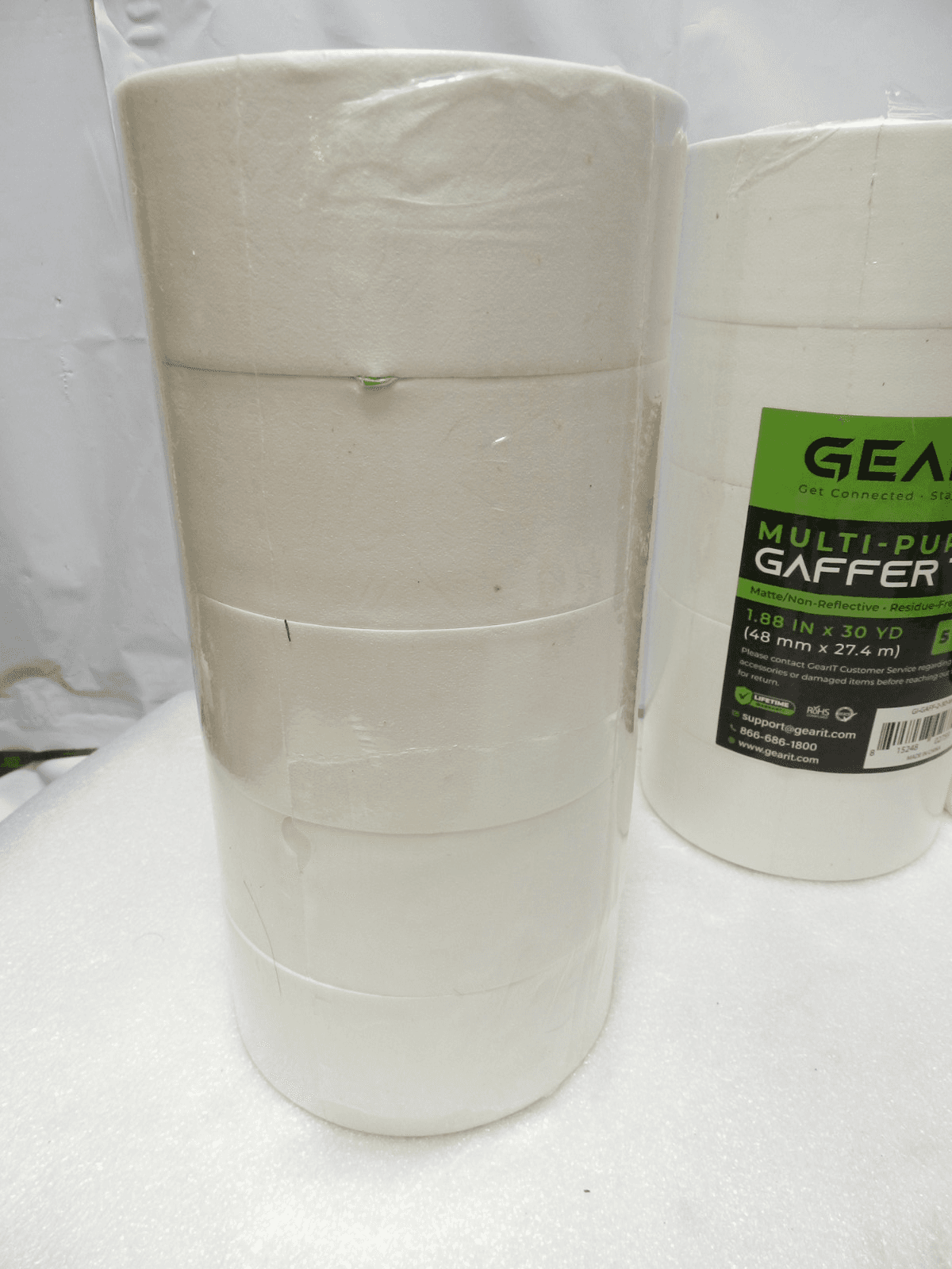 3 GearIT Gaffer Tape (5-Packs 1.88in, 30yd Ea) White Gaffers Tape Waterproof A3J - Thumbnail 5
