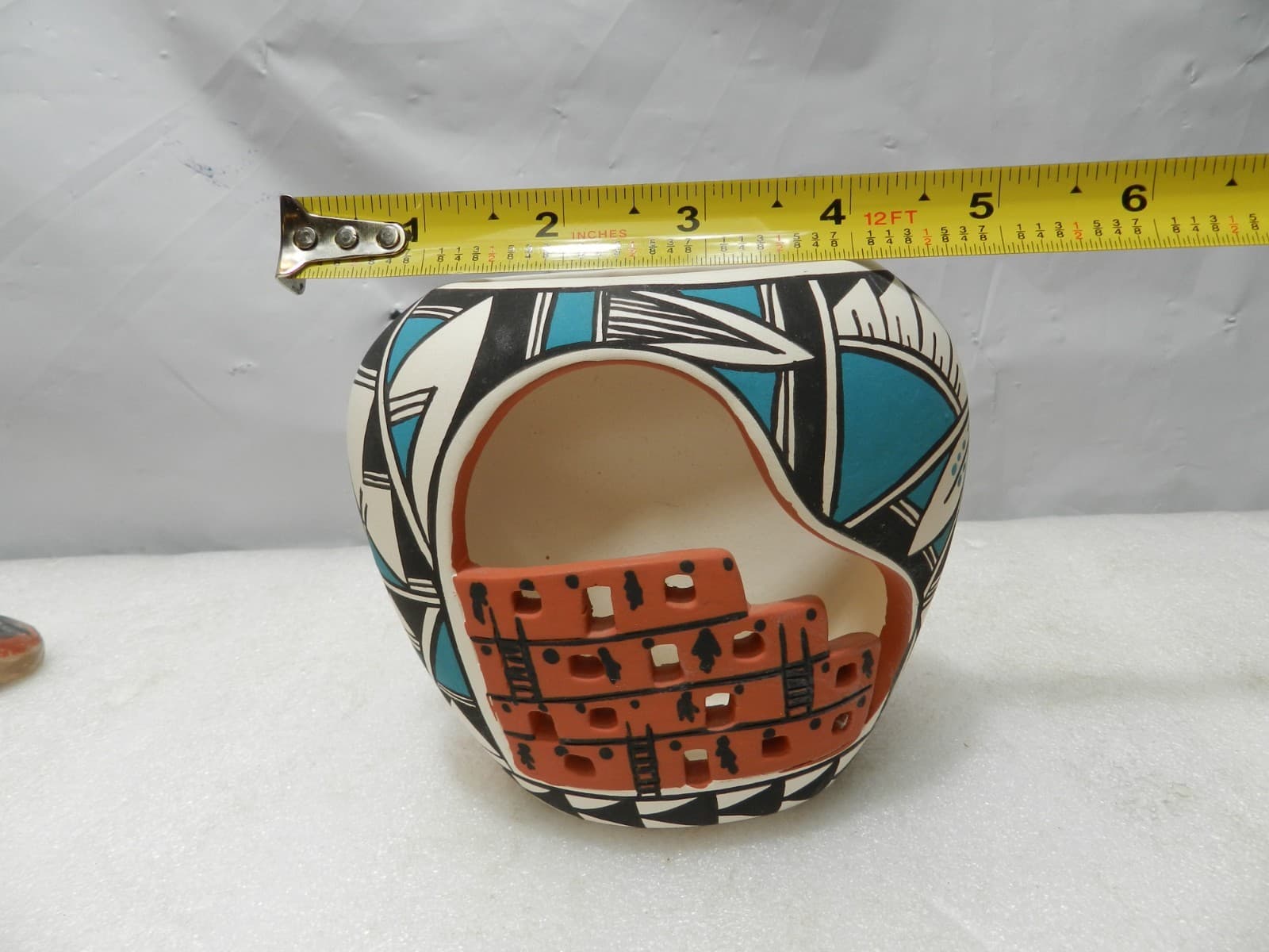 Vintage Acoma Pueblo Pottery “Cliff Dwellers” Handcrafted HandPainted (I17JK) - Thumbnail 7