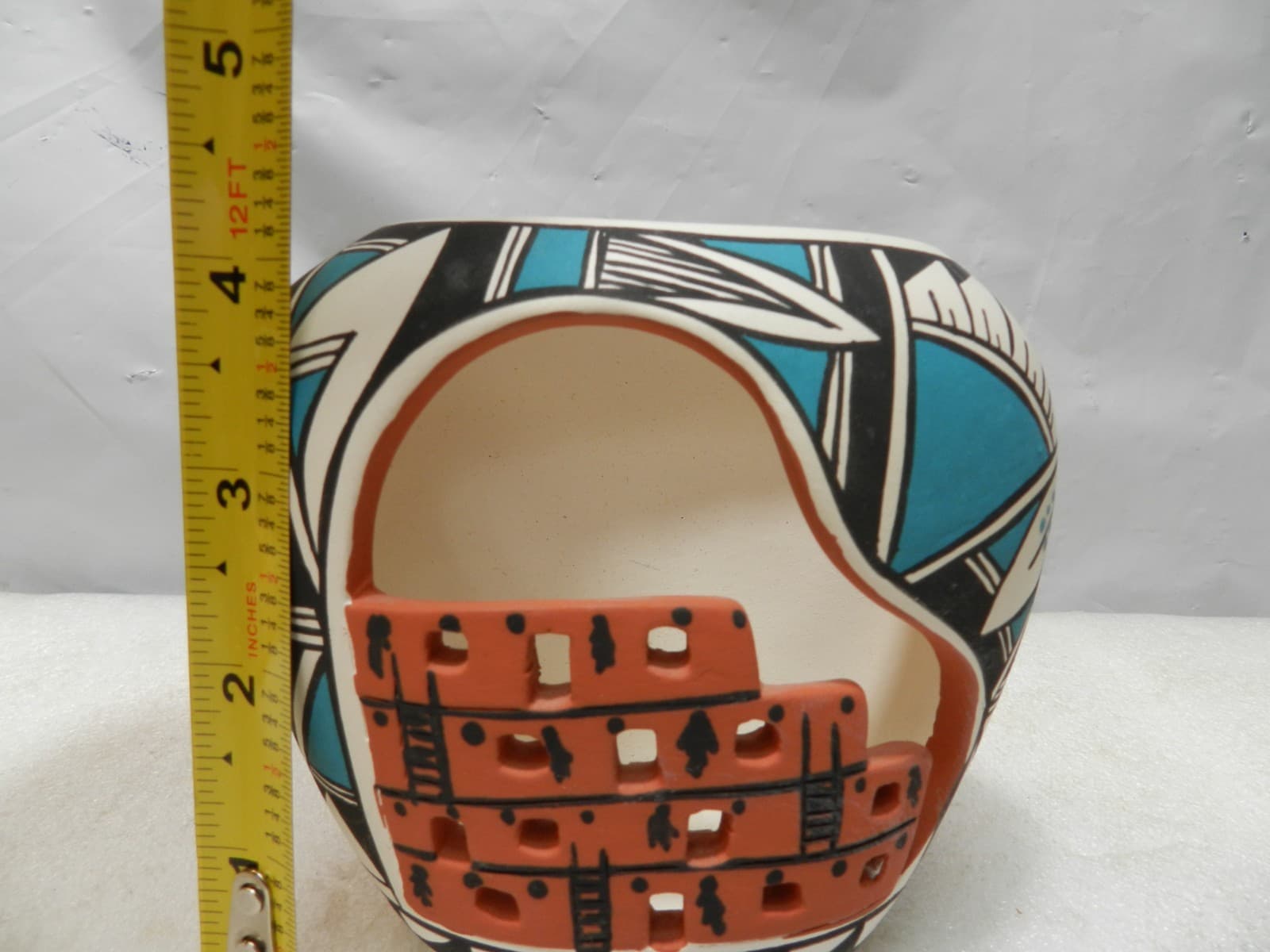 Vintage Acoma Pueblo Pottery “Cliff Dwellers” Handcrafted HandPainted (I17JK) - Thumbnail 6