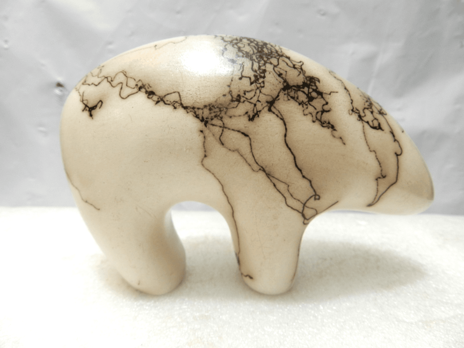 Native American Pottery Horse Hair Bear Sculpture by Vail (Signed) (I15JK) - Thumbnail 2