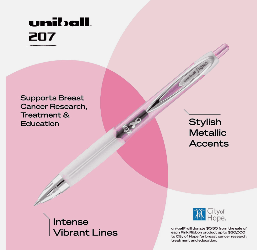 Uni-Ball 207 Gel Pens City of Hope Pink Medium 0.7mm Pens Black Ink 35ct. E4K - Thumbnail 2