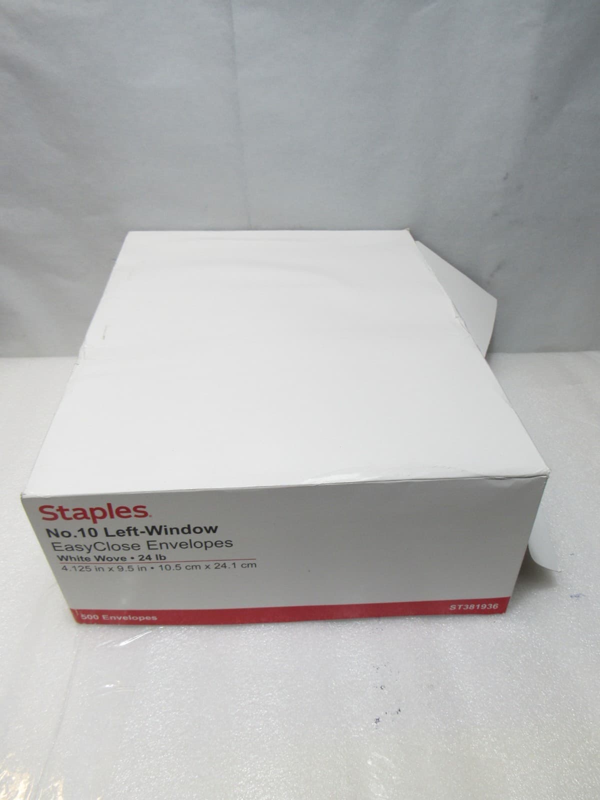 Staples #10 White Left-Window Envelopes, 500/Box 4.125"x9.5" (E4K) - Thumbnail 3