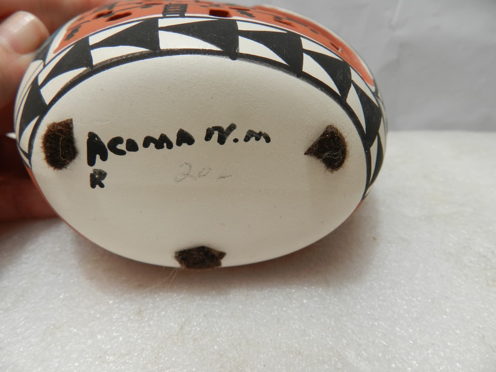 Vintage Acoma Pueblo Pottery “Cliff Dwellers” Handcrafted HandPainted (I17JK) - Thumbnail 5