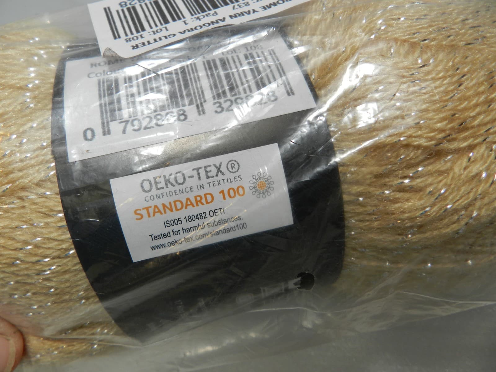 Angora Glitter 100g 75% Acrylic 20% Wool 5% Metallic Poly Yarn 837 Beige (L85K) - Thumbnail 5