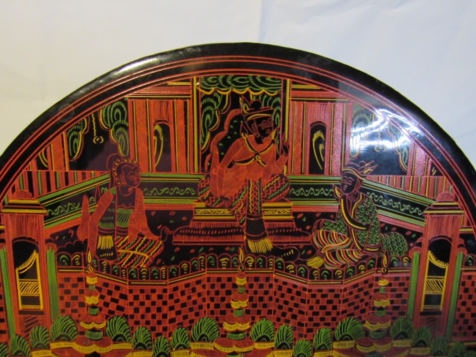 Betel Nut Burmese Cinnabar Box Lid Inner Panel Only 8" X85S - Thumbnail 4