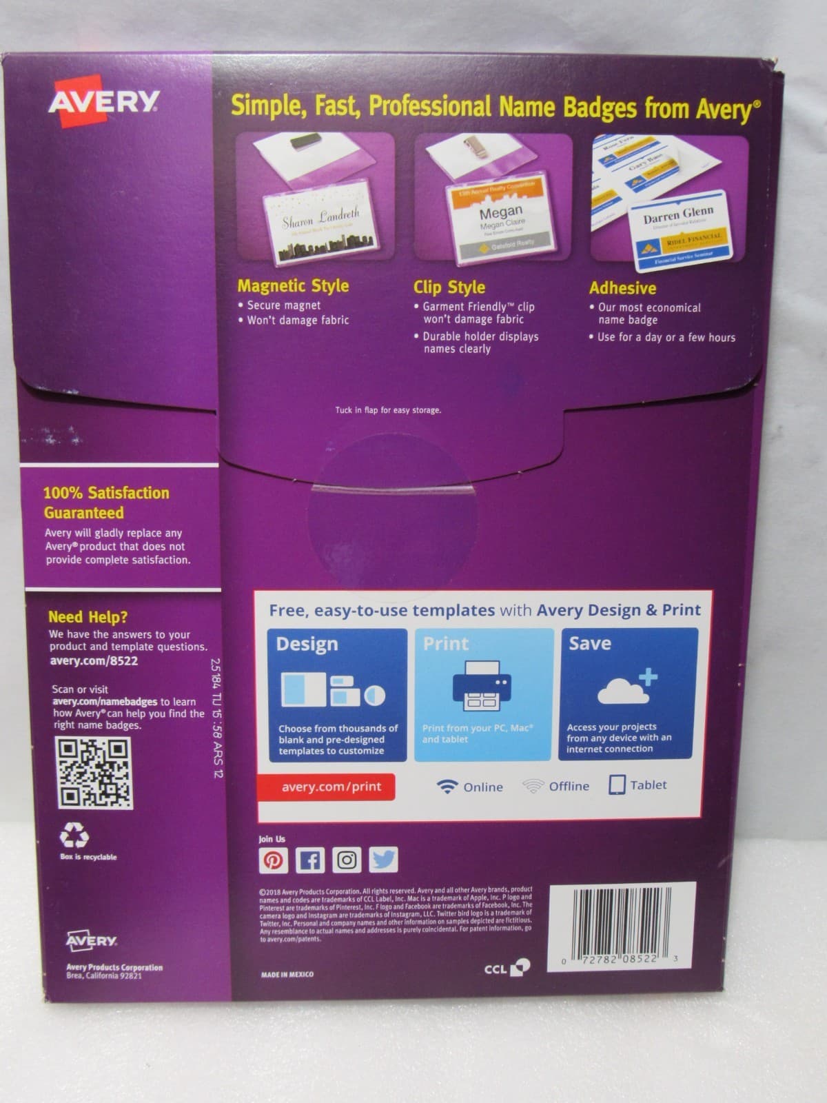 AVERY 8522 Vertical Style Name Badge Insert Refills 6 x 4 1/4" White 100 E3K - Thumbnail 4