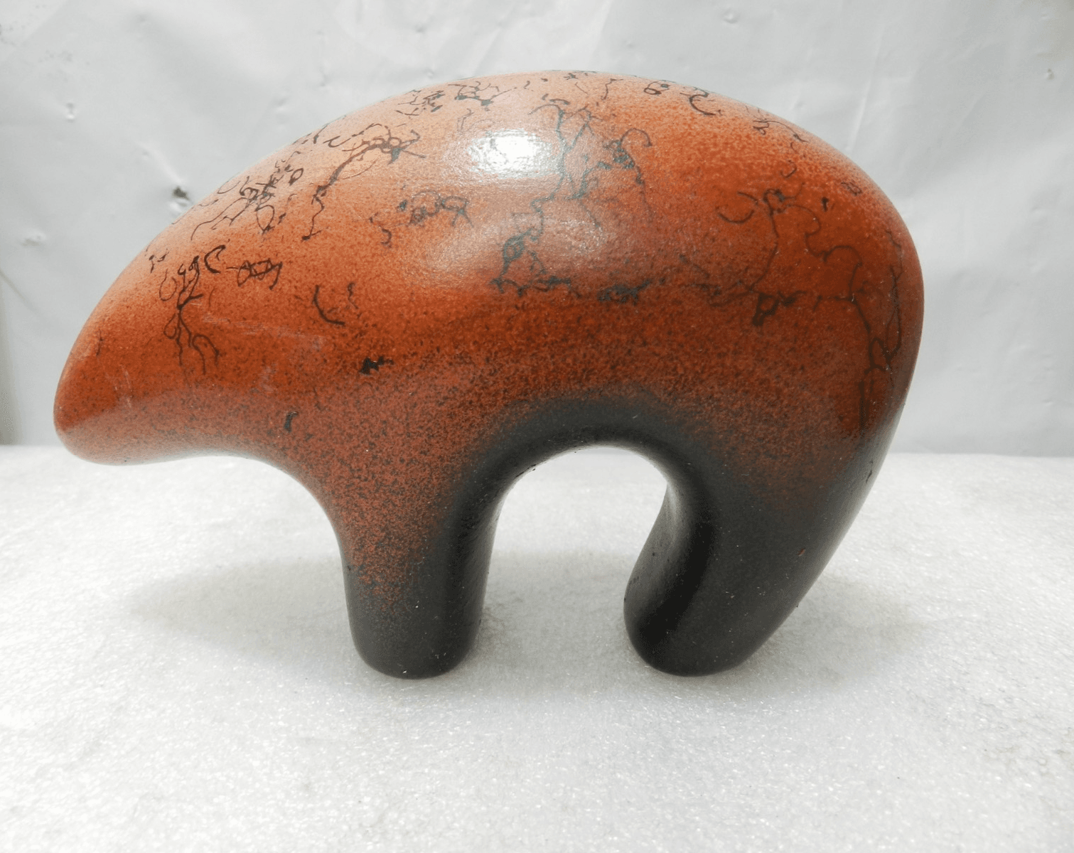 Native American Pottery Horse Hair Bear Sculpture by Vail (I16JK) - Thumbnail 3