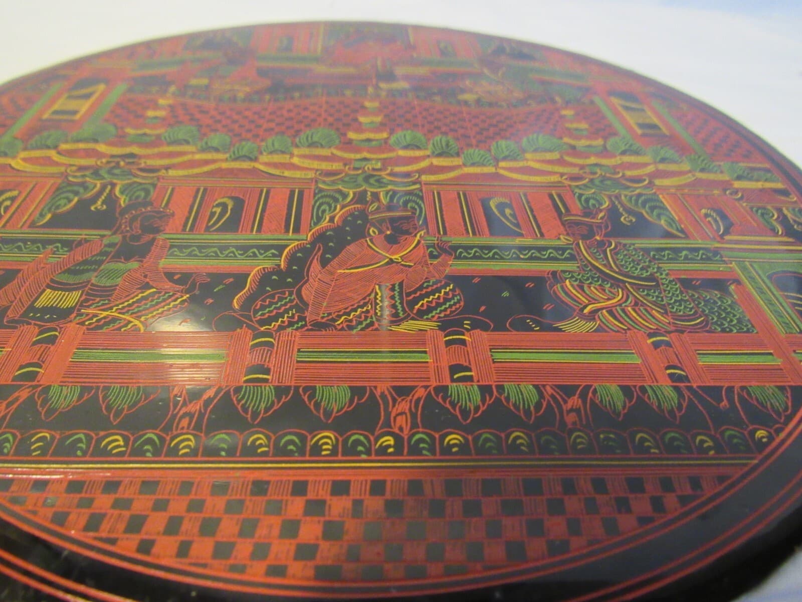 Betel Nut Burmese Cinnabar Box Lid Inner Panel Only 8" X85S - Thumbnail 2
