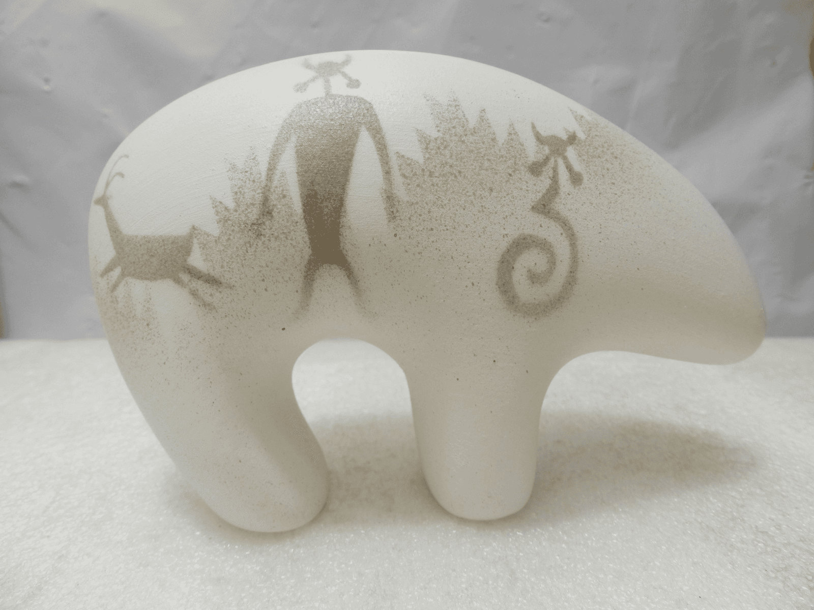 Vtg Native American Navajo Pottery Bear Handpainted Figurine Signed (I17JK) - Thumbnail 2
