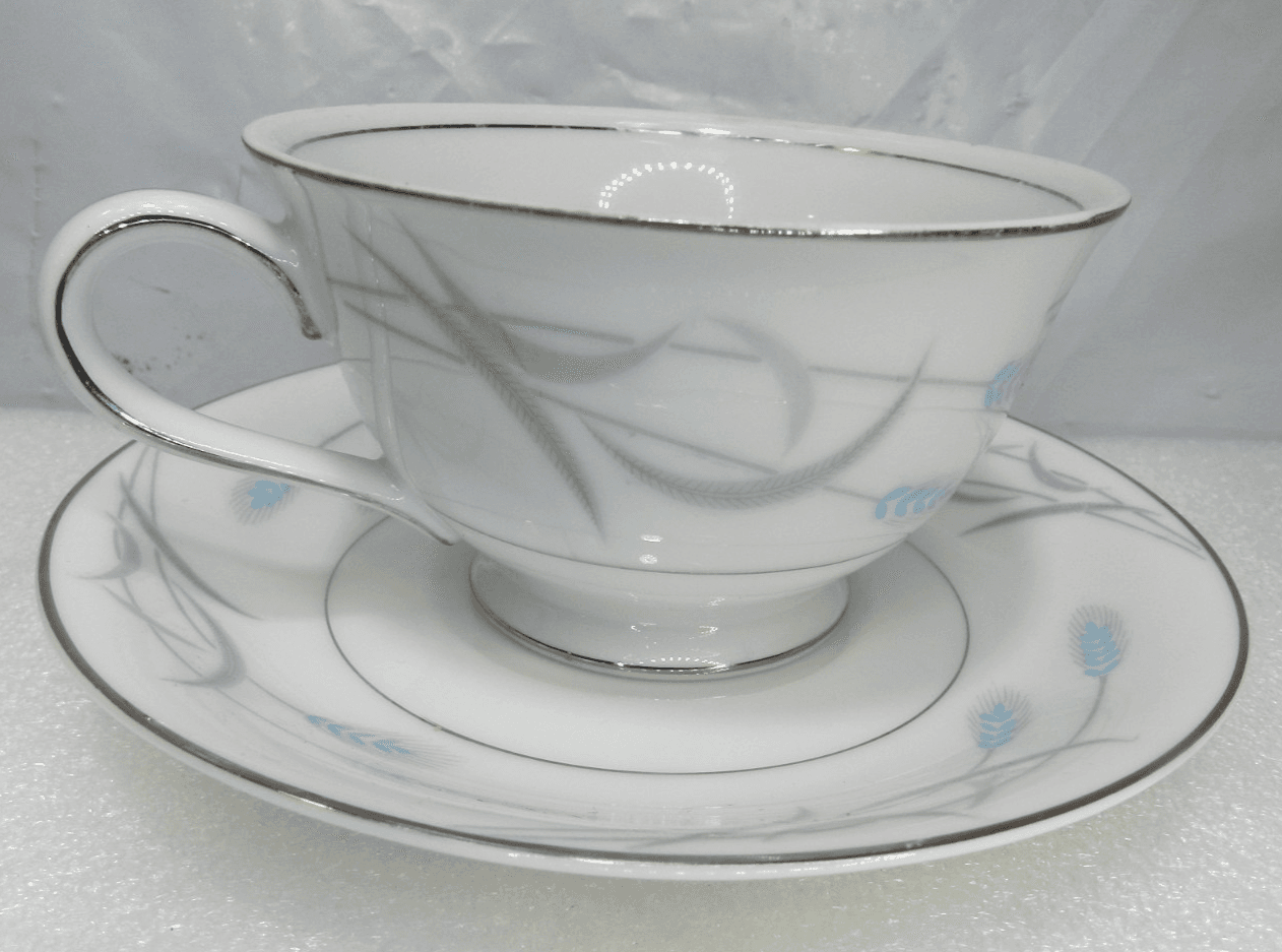 Valmont China Royal Wheat 6 Piece Place Setting White Blue & Grey Retired (K17J) - Thumbnail 12