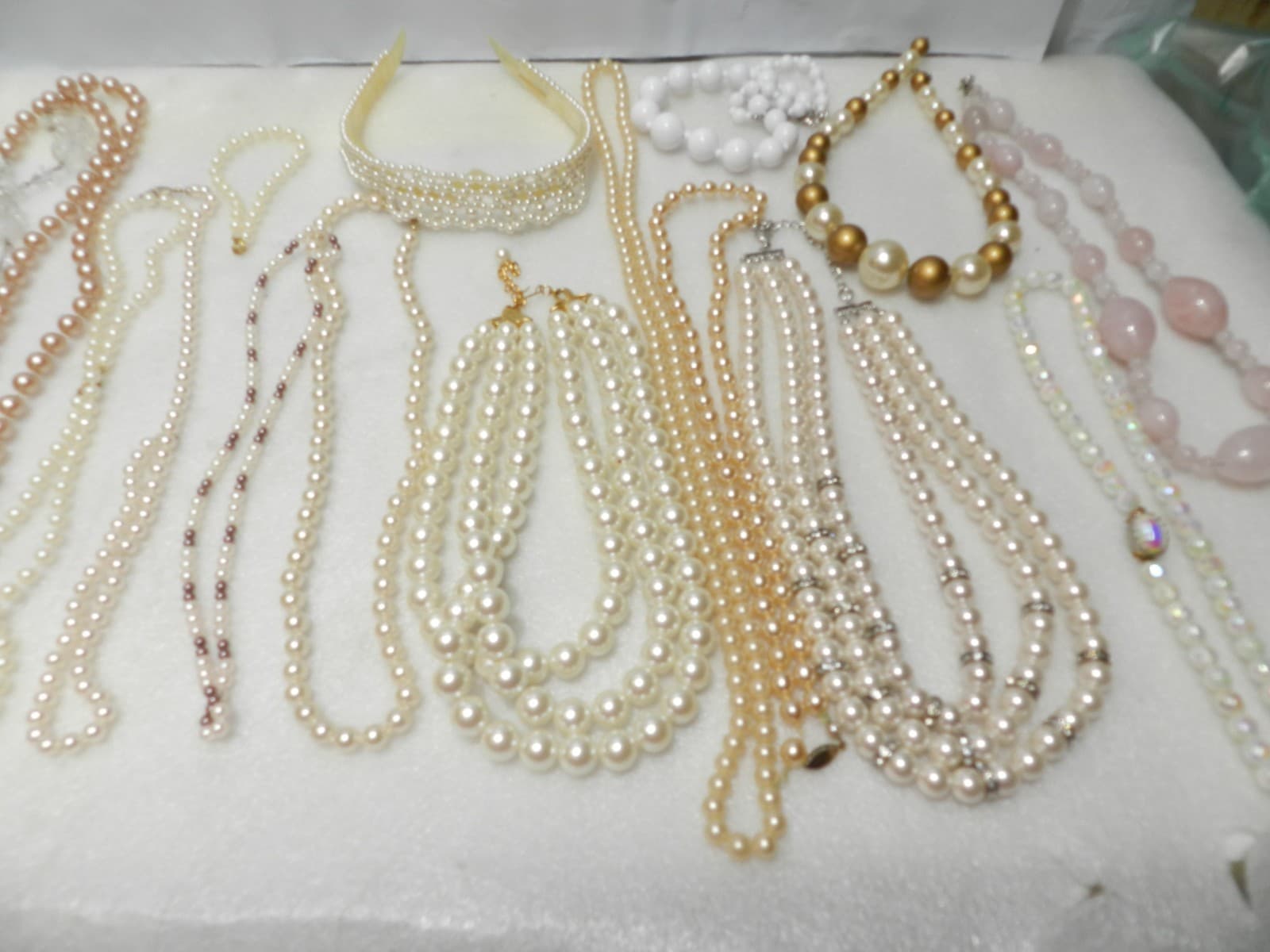 2lbs+ Vintage Costome Jewerly Lot Pearls Necklaces Bracelets (A9J) - Thumbnail 11