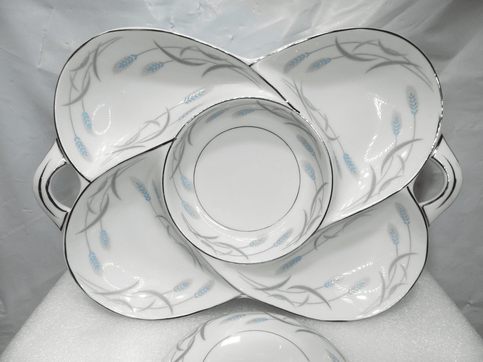 Valmont China Japan Royal Wheat 5 Section Divided Relish Tray Dish w/ Lid (K18J) - Thumbnail 2