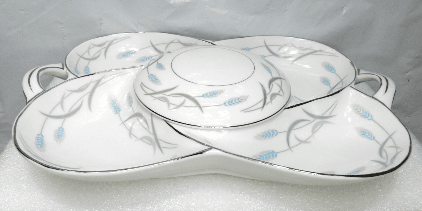 Valmont China Japan Royal Wheat 5 Section Divided Relish Tray Dish w/ Lid (K18J) - Thumbnail 8