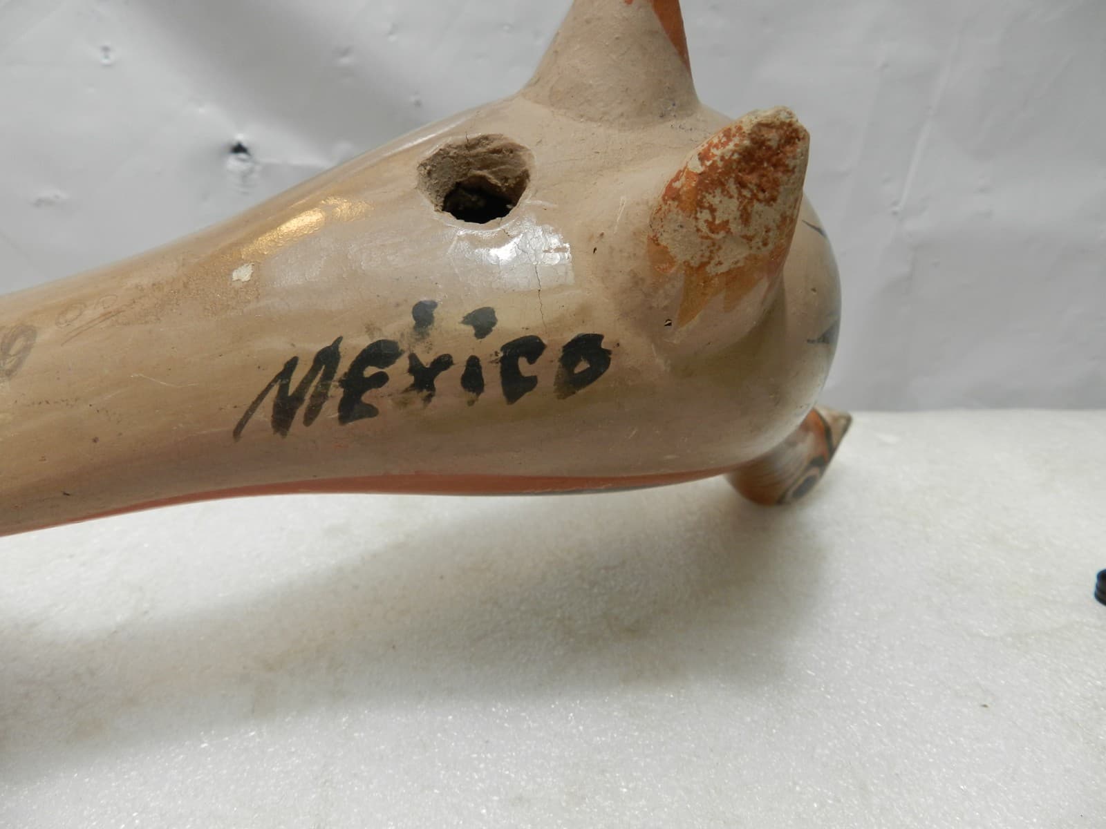 Vintage Mexican Folk Art Tonala Pottery Hand Painted Bird Figurine (I24JK) - Thumbnail 6