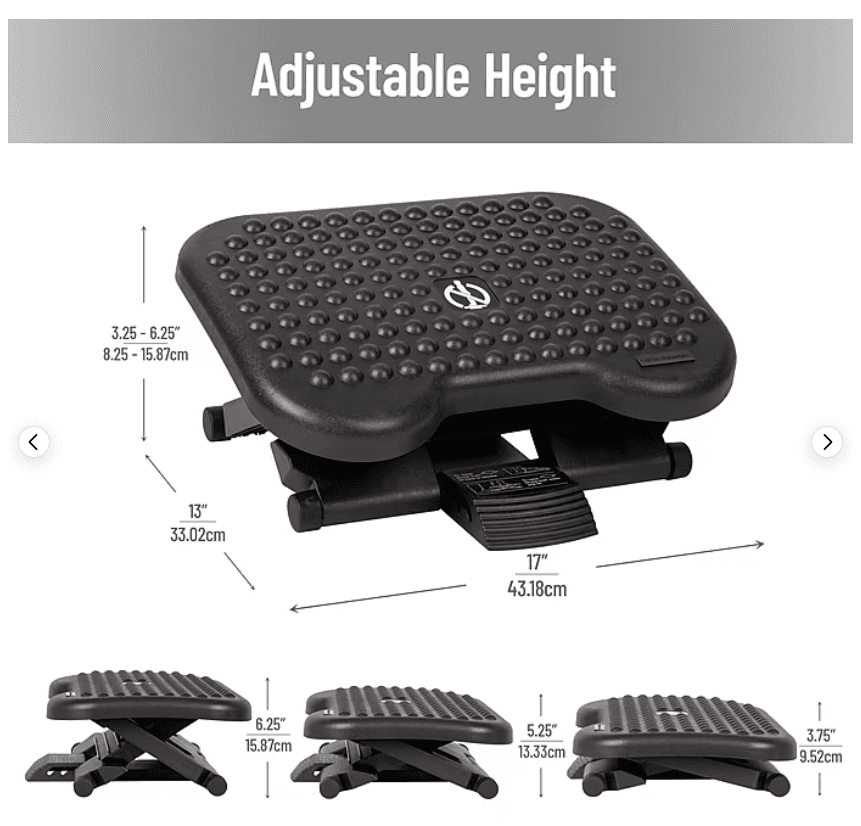 Mind Reader FTREST-BLK Adjustable Foot Rest - Black E10K - Thumbnail 5