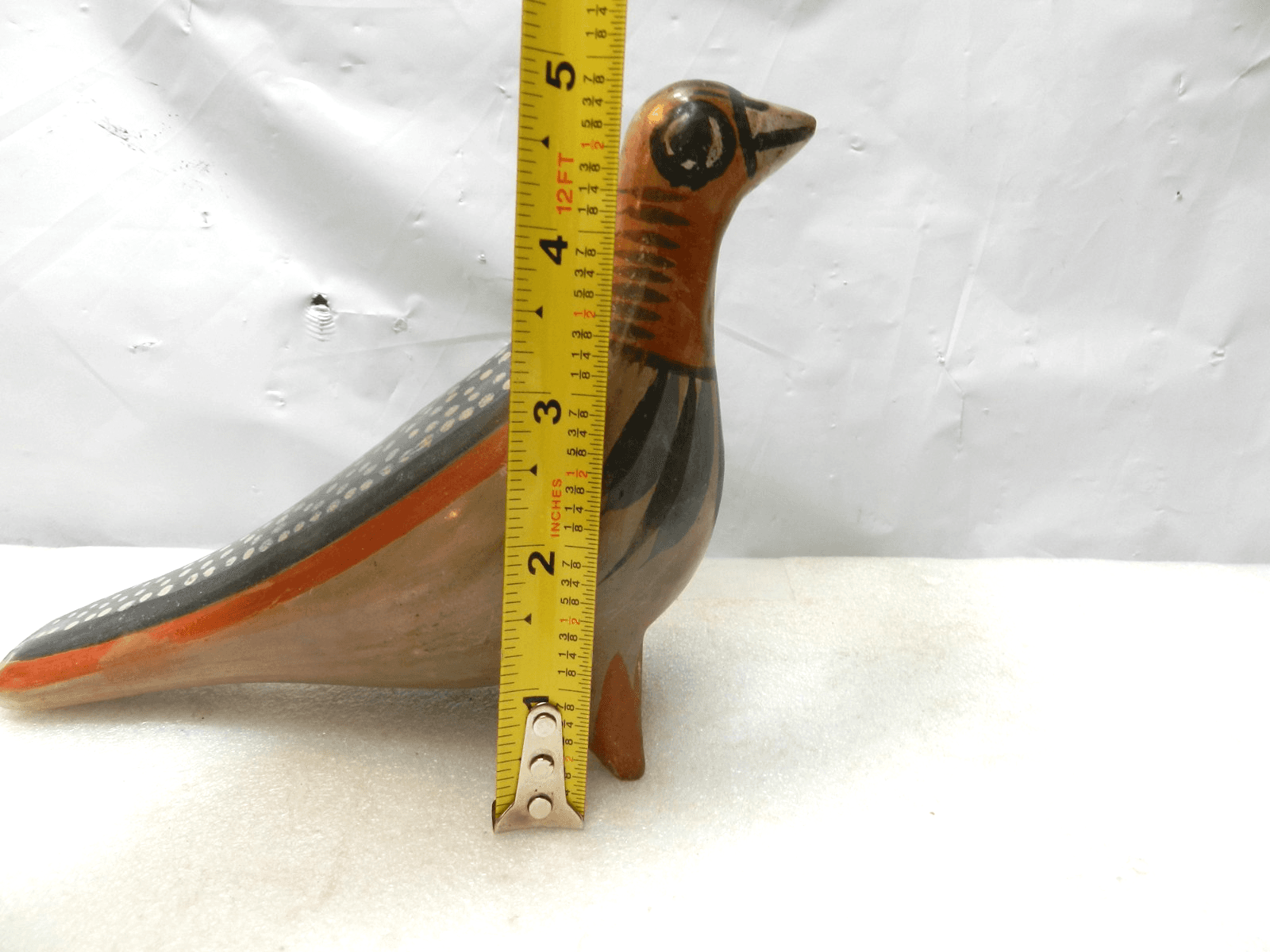 Vintage Mexican Folk Art Tonala Pottery Hand Painted Bird Figurine (I24JK) - Thumbnail 8