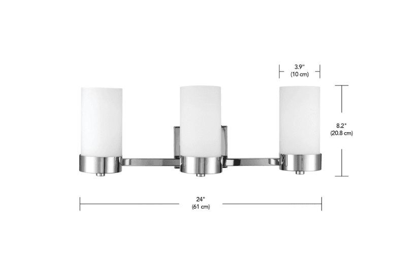 Globe Electric Marcie 24 in. 3-Light Frosted Glass Shade Chrome Vanity Light L2K - Thumbnail 5