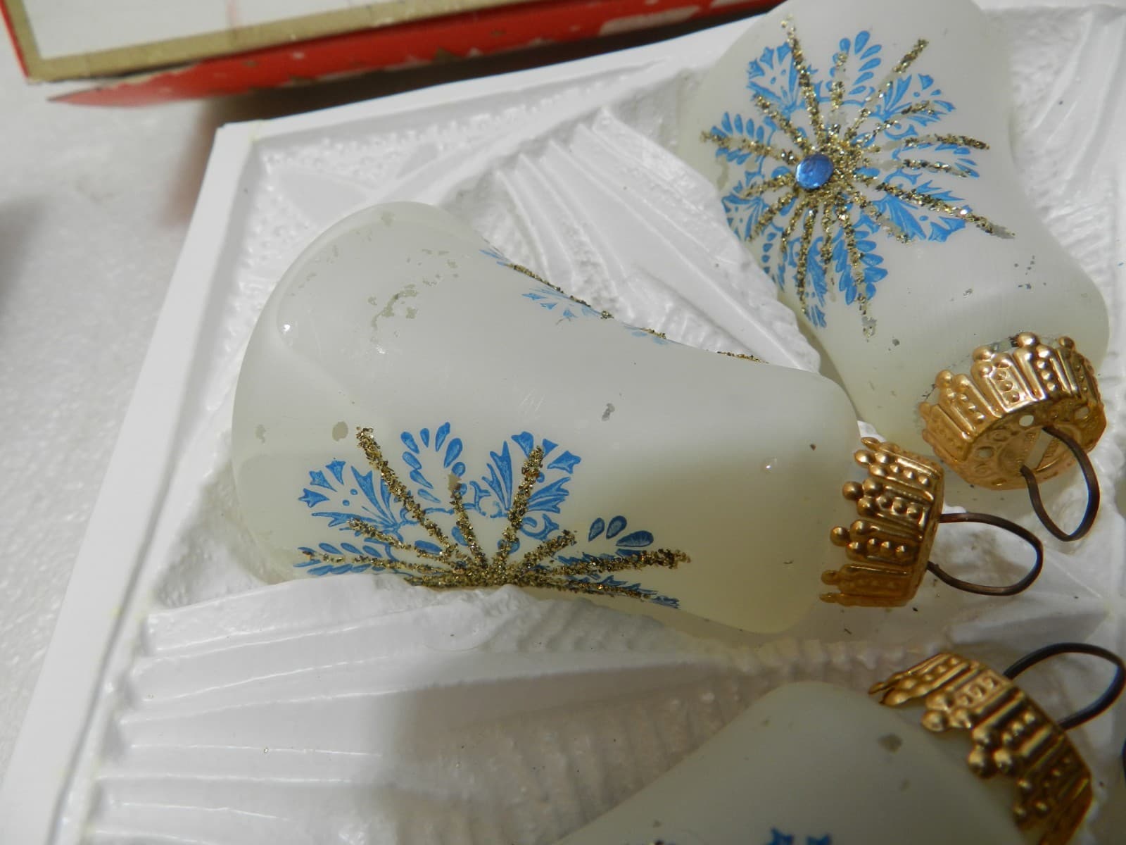 17 Vintage Germany Blue/Gold/Silver Sparkle Glass Bells & Globes Ornaments (C6J - Thumbnail 7
