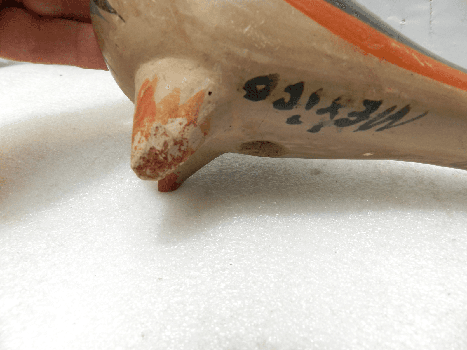 Vintage Mexican Folk Art Tonala Pottery Hand Painted Bird Figurine (I24JK) - Thumbnail 11