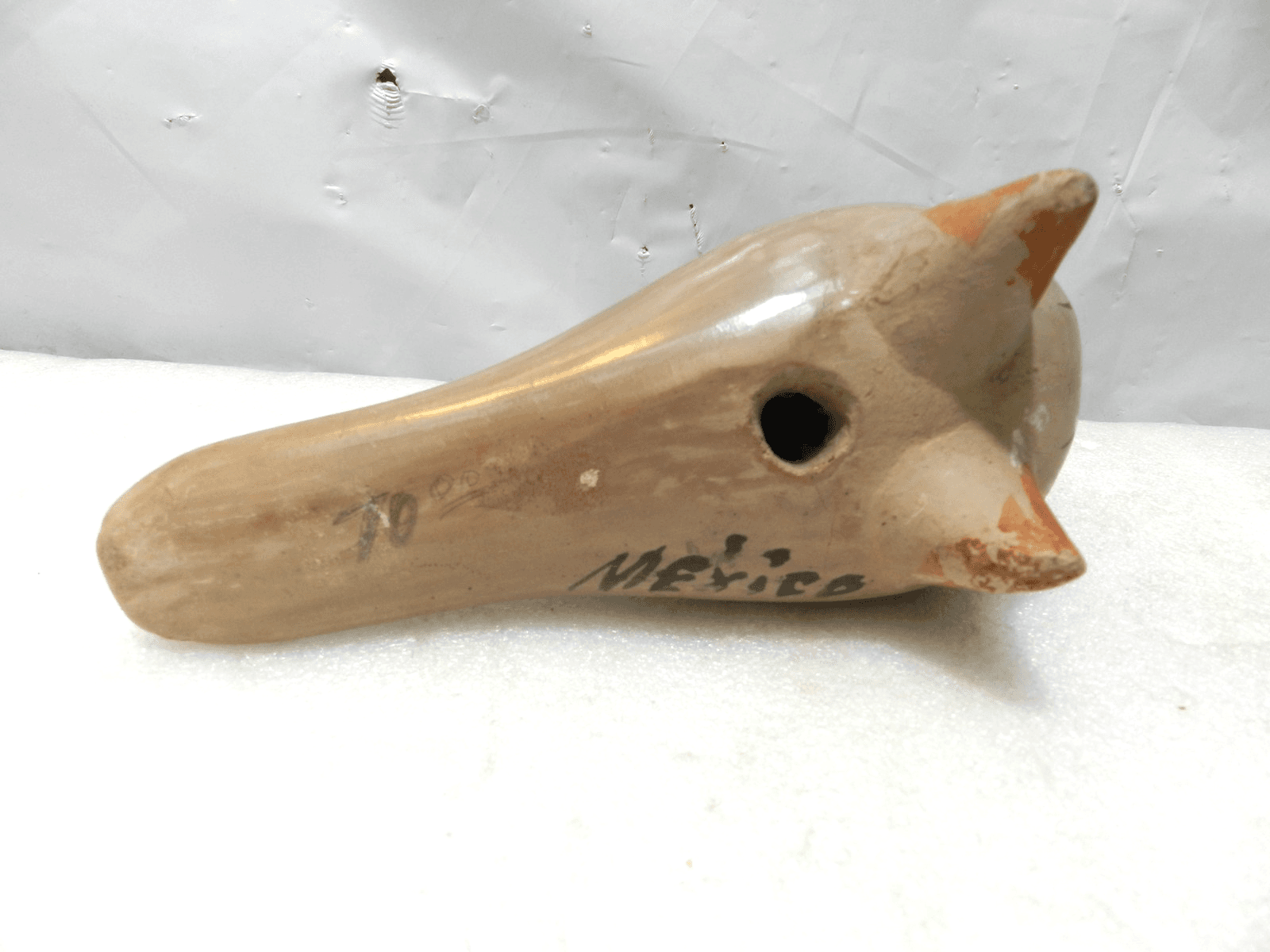 Vintage Mexican Folk Art Tonala Pottery Hand Painted Bird Figurine (I24JK) - Thumbnail 5