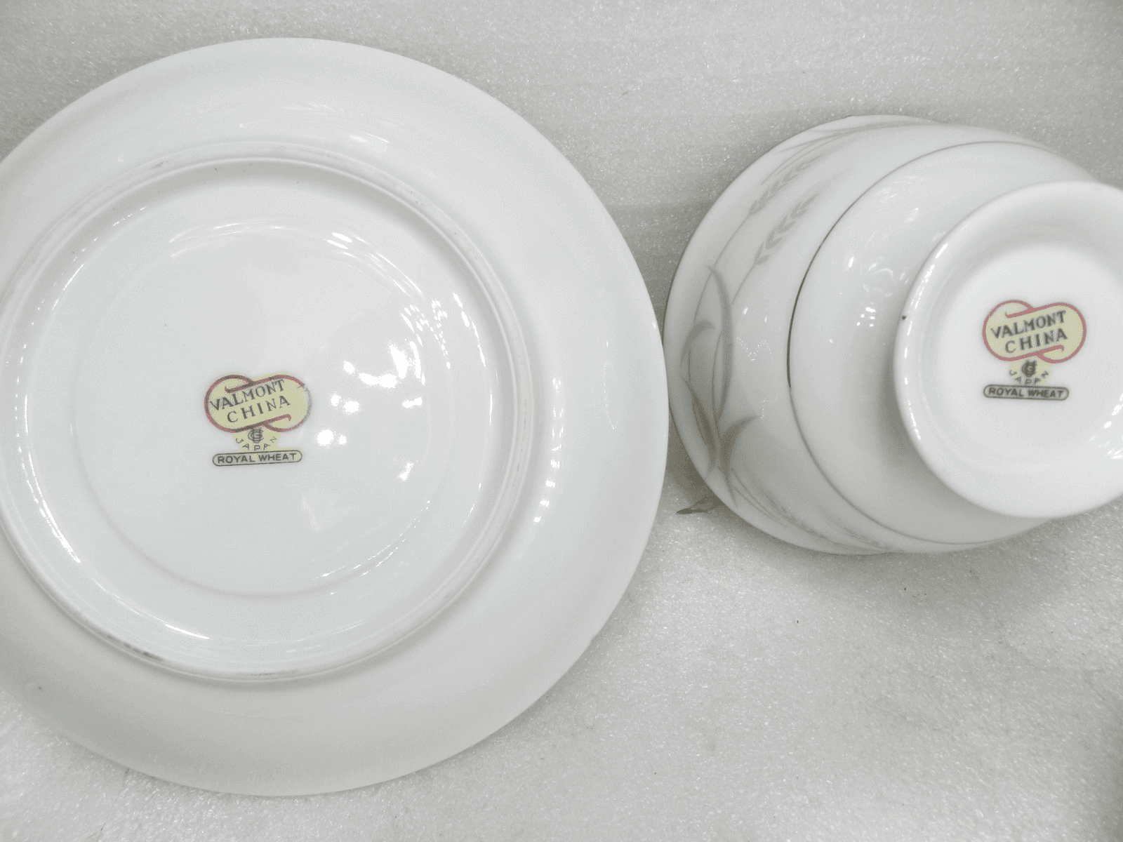 Vintage Valmont China Japan Royal Wheat Tea Cup & Saucer Service For 4 (K23J) - Thumbnail 5