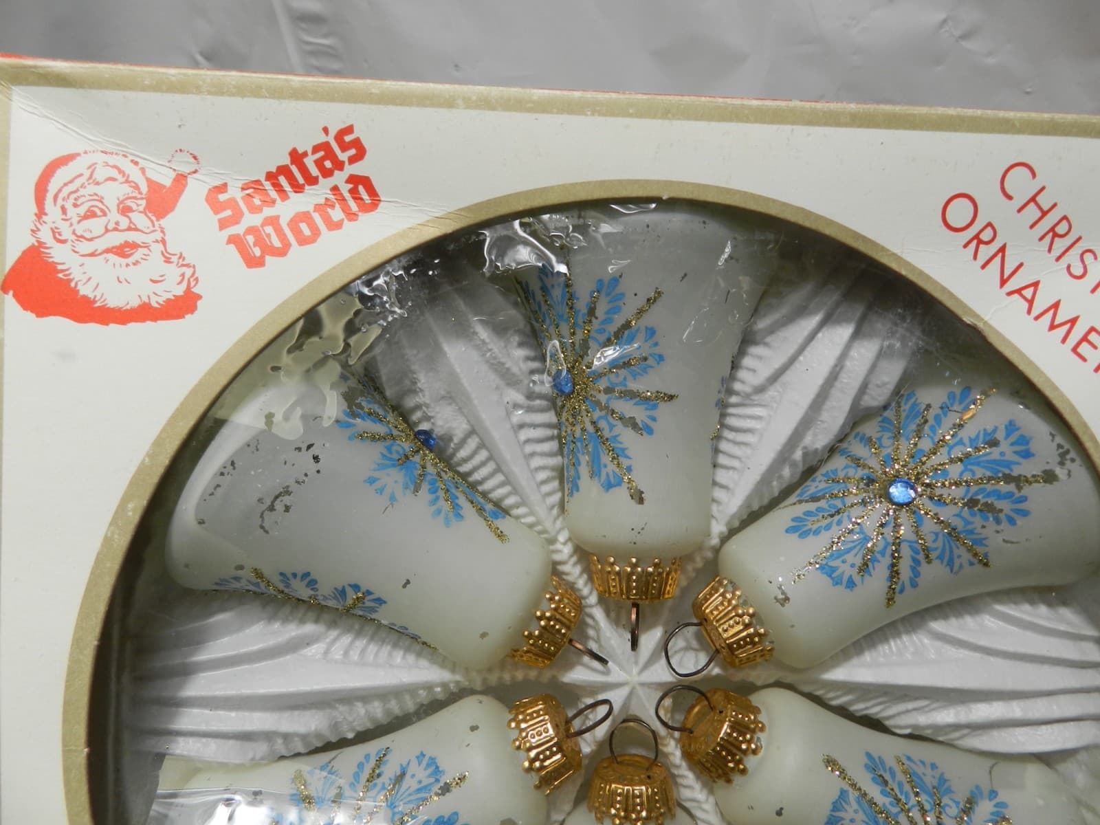 17 Vintage Germany Blue/Gold/Silver Sparkle Glass Bells & Globes Ornaments (C6J - Thumbnail 21