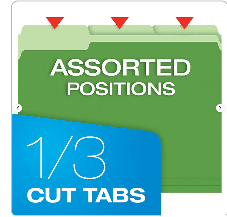 Pendaflex Interior File Folder 3 Tab Position Letter Size, Bright Green E11K - Thumbnail 3