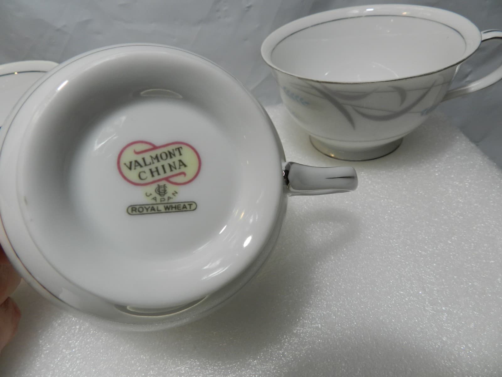 3 Vintage Valmont China Japan Royal Wheat Tea Cups (K25J) - Thumbnail 4