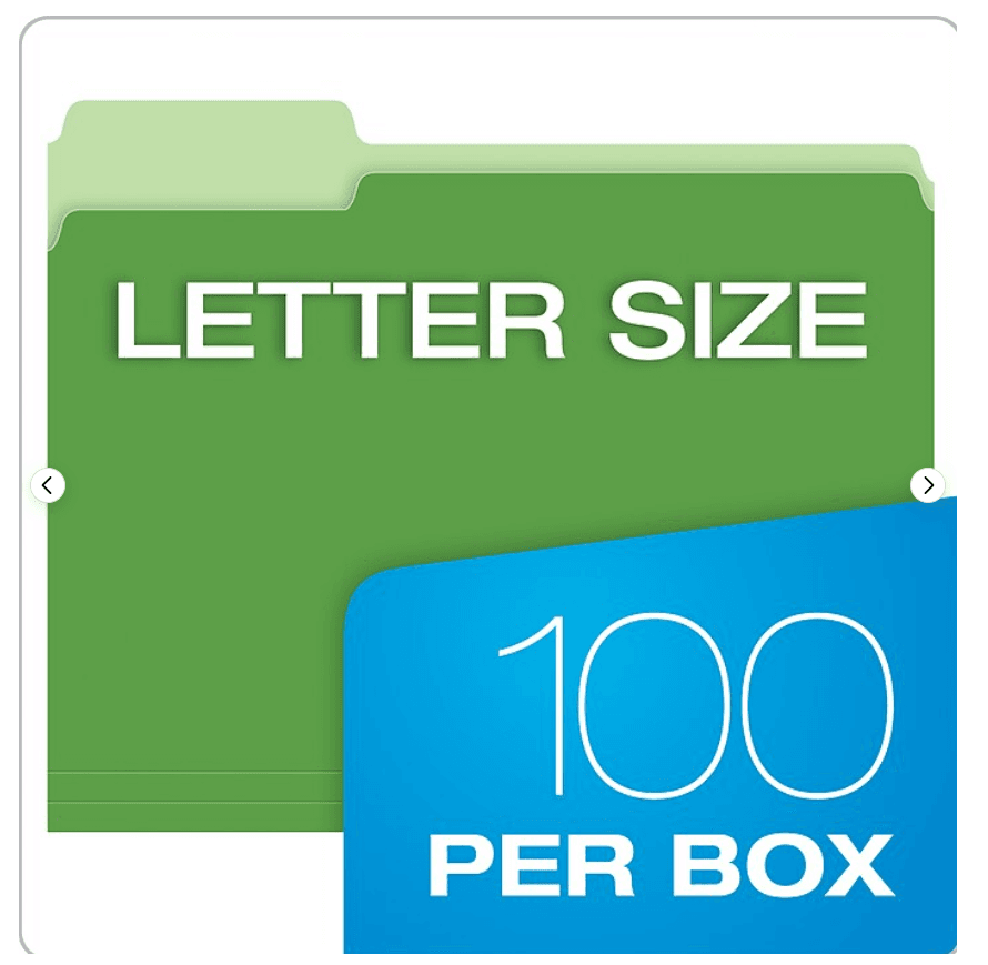 Pendaflex Interior File Folder 3 Tab Position Letter Size, Bright Green E11K - Thumbnail 2